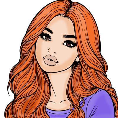 realistic girl with hair on her hair and lips