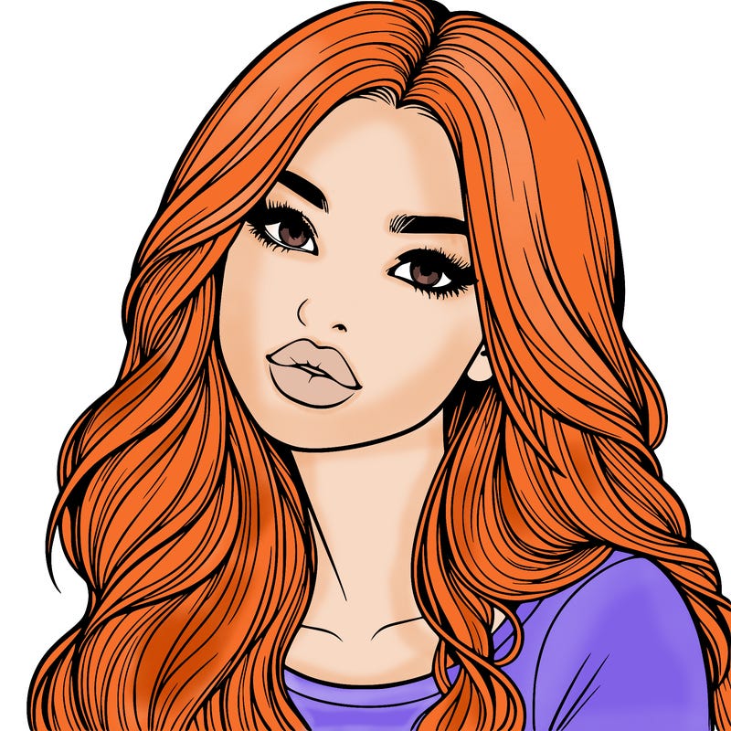 realistic girl with hair on her hair and lips