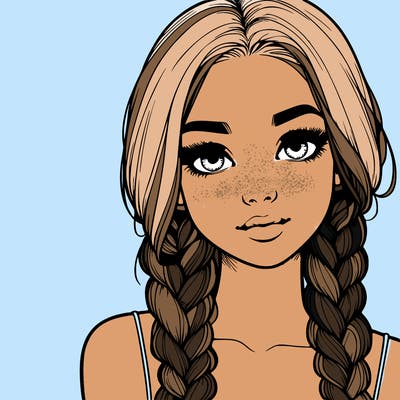 realistic girl with braids