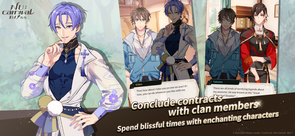 Personajes masculinos de anime del juego de simulación BL NU: Carnival - Bliss.