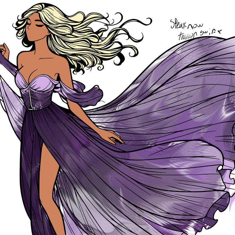 realistic woman in dress flowing the the wind