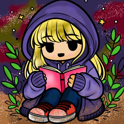 girl in oversized hoodie reading a book