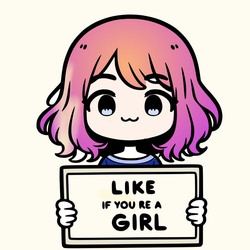a cute girl holding a sign that says like if you’re a girl