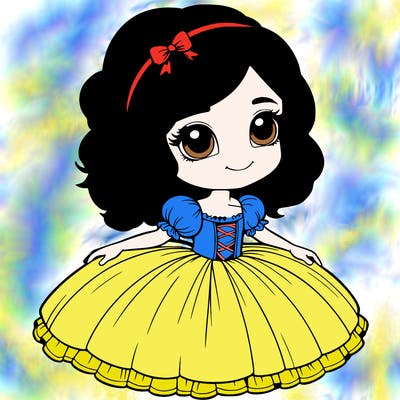 realistic girl with puffy dress