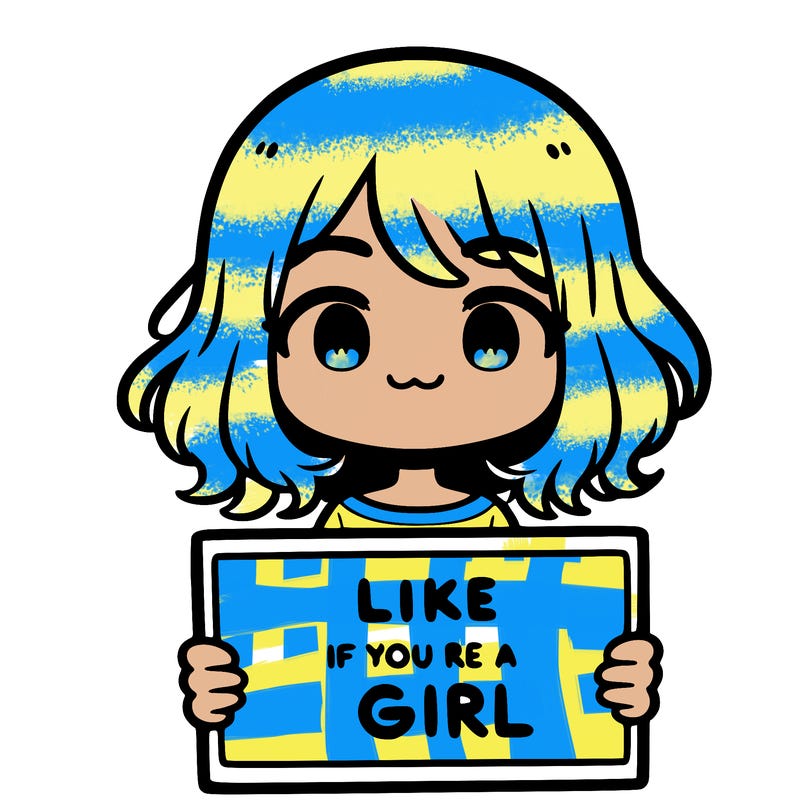 a cute girl holding a sign that says like if you’re a girl