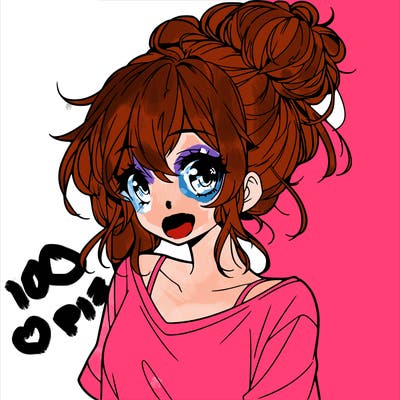 a beautiful anime girl with a messy bun