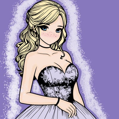 realistic girl in prom dress