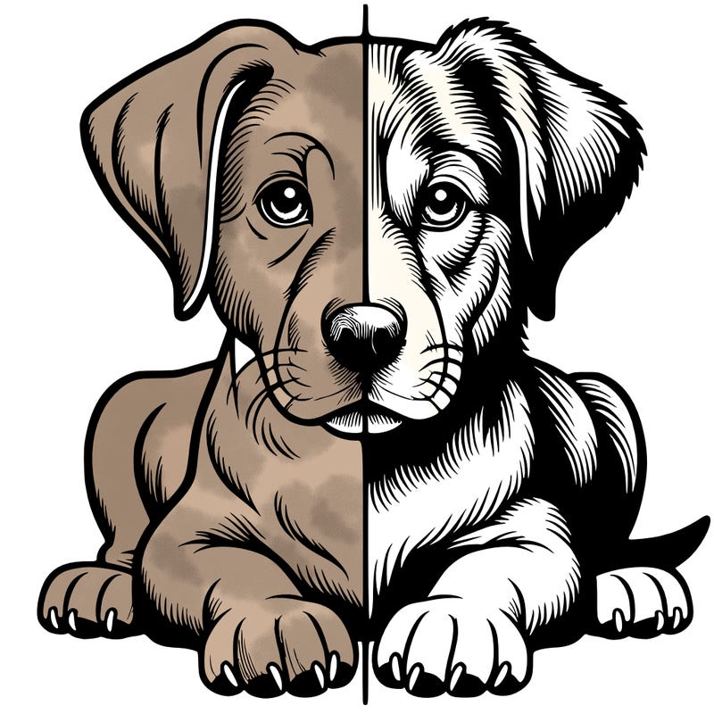 realistic dog split picture