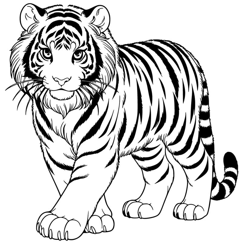 detailed siberian tiger anime