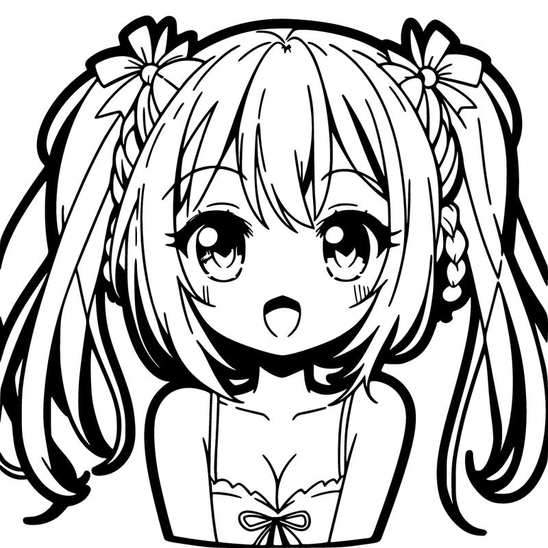 anime girl with pigtails