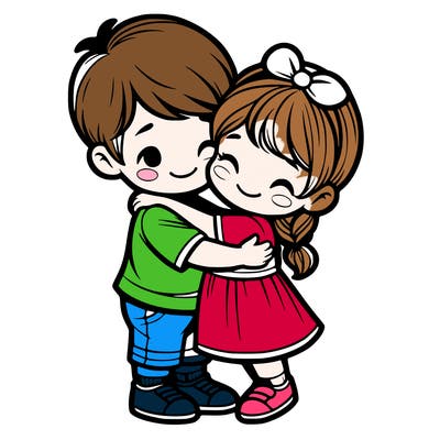 two siblings one boy one girl hugging each other