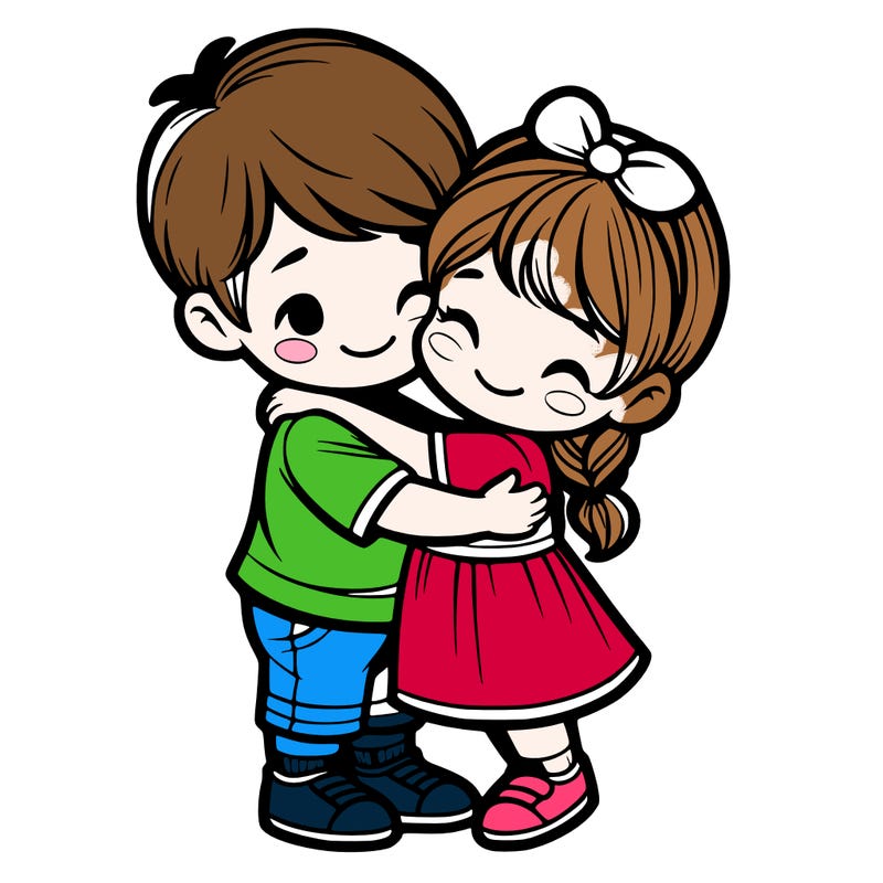 two siblings one boy one girl hugging each other