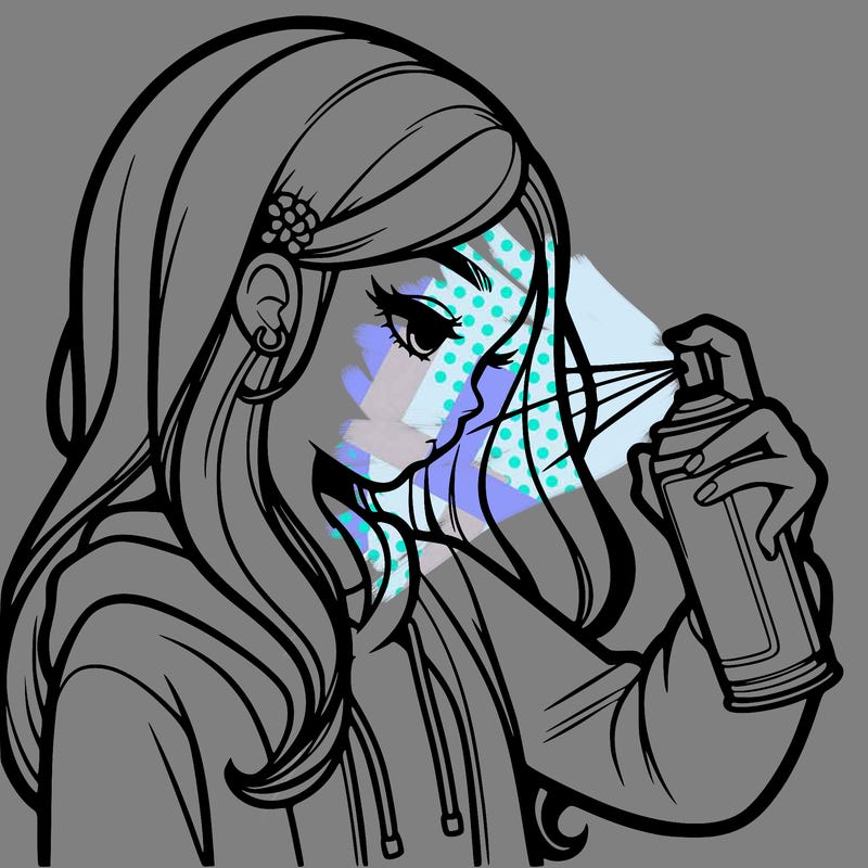 a realistic girl spray painting