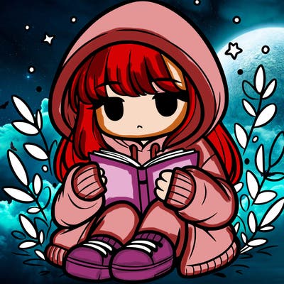 girl in oversized hoodie reading a book