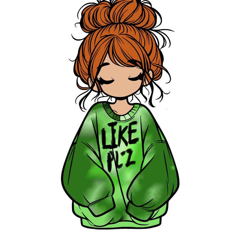 girl with baggy sweatshirt and messy bun