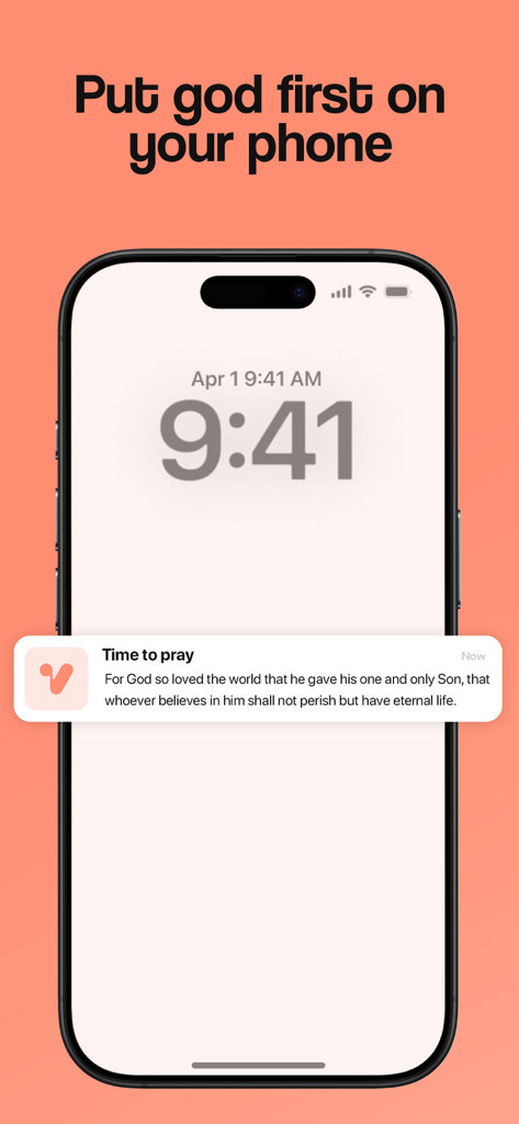 iPhone lock screen showing a daily Bible verse notification from the Verity app