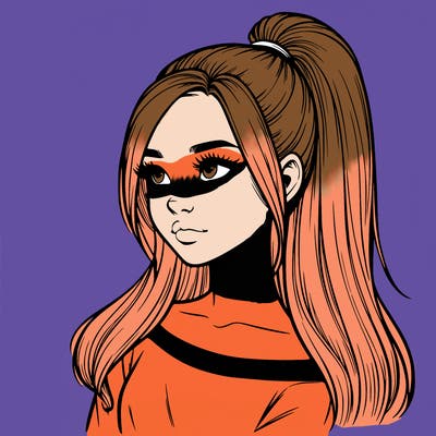 realistic girl with a high ponytail