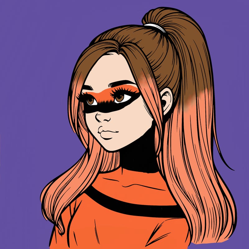 realistic girl with a high ponytail