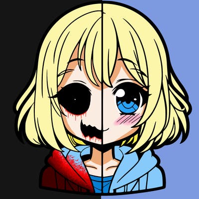 animated girl half anime