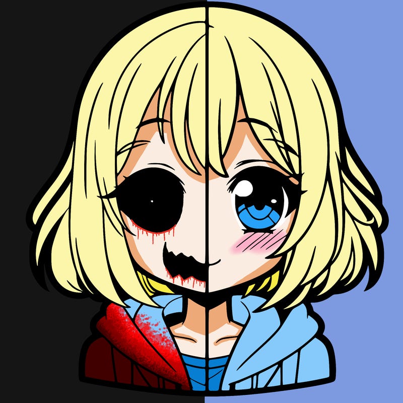 animated girl half anime