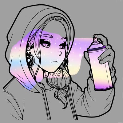 a realistic girl, spray painting