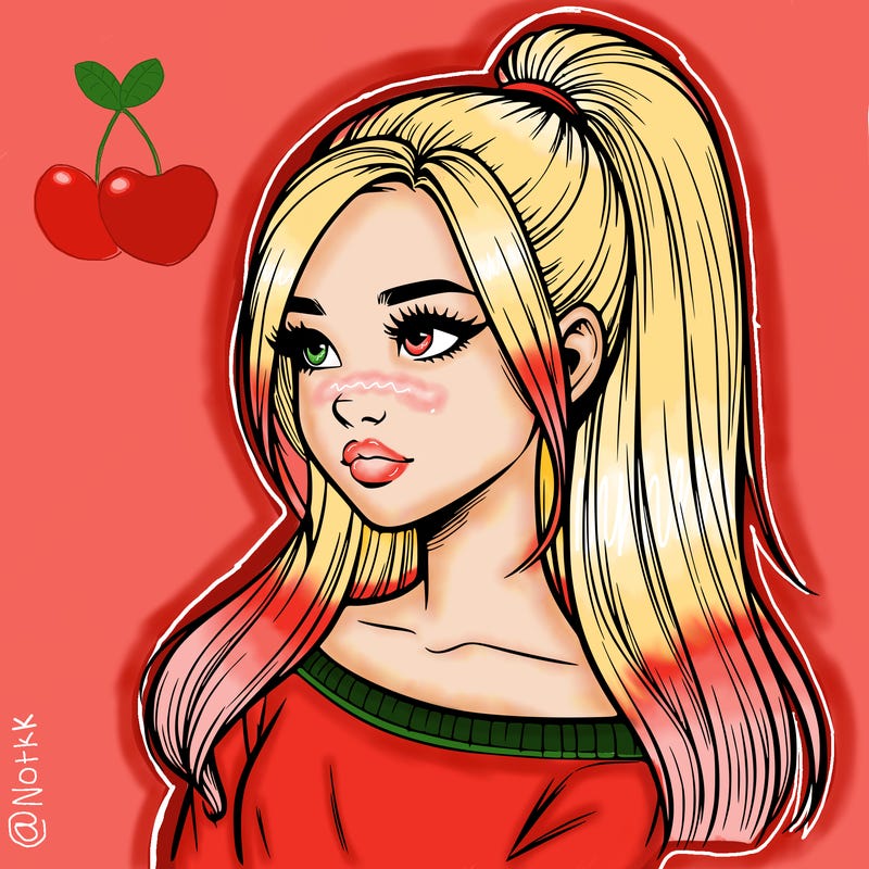 realistic girl with a high ponytail