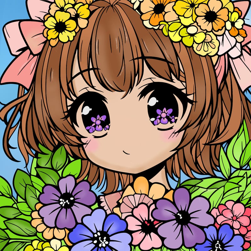 anime girl with flowers