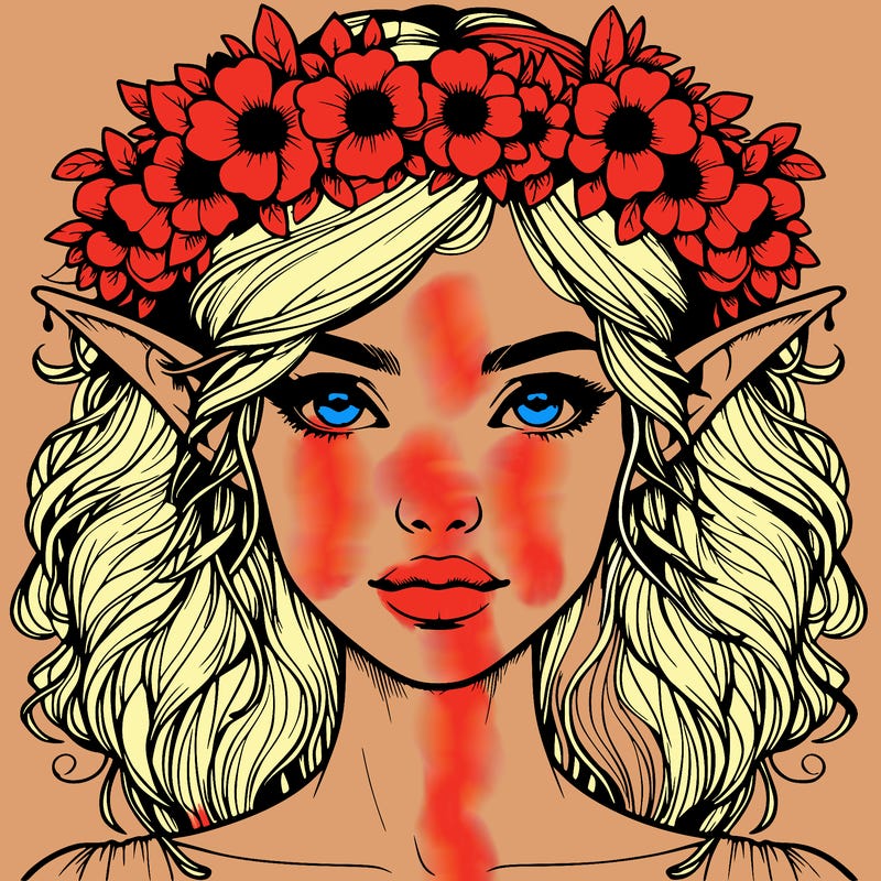 realistic female elf with flower crown