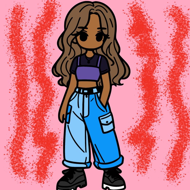 girl in crop top and baggy pants