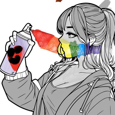 a realistic girl spray, painting