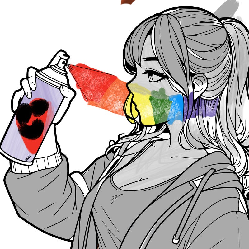 a realistic girl spray, painting