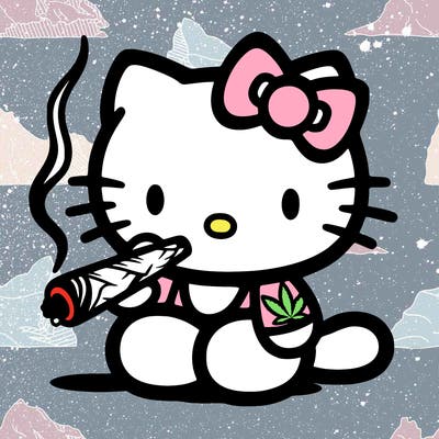 hello kitty smoking a joint