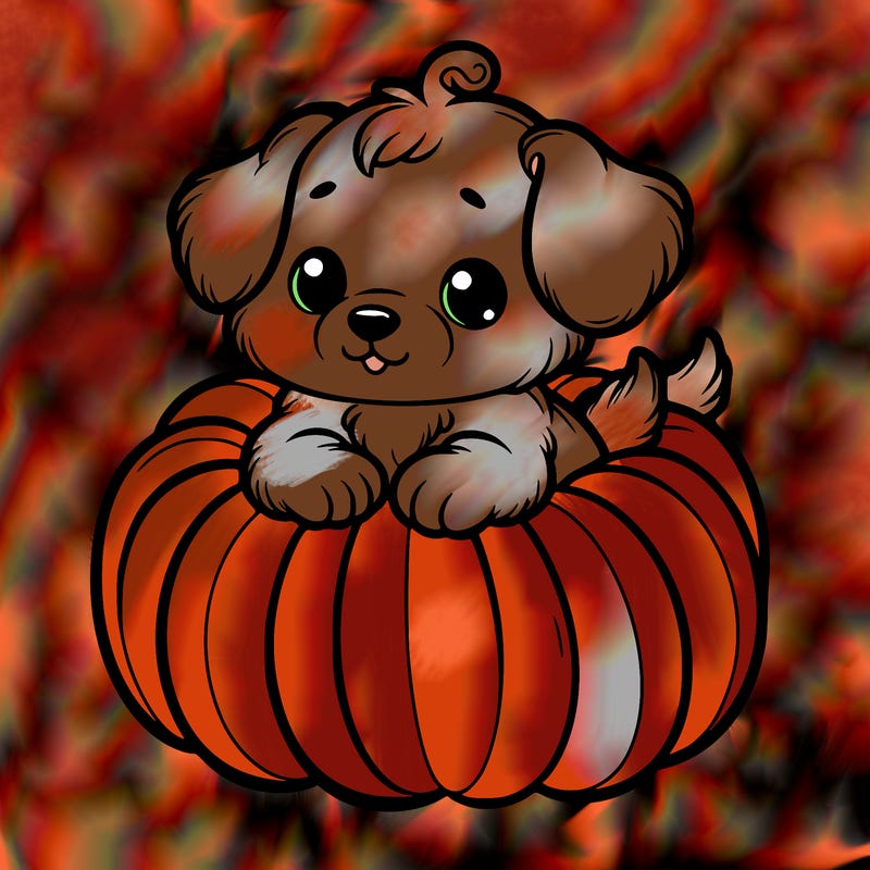 cute little puppy in a pumpkin