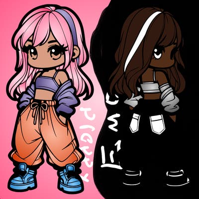 girl in crop top and baggy pants