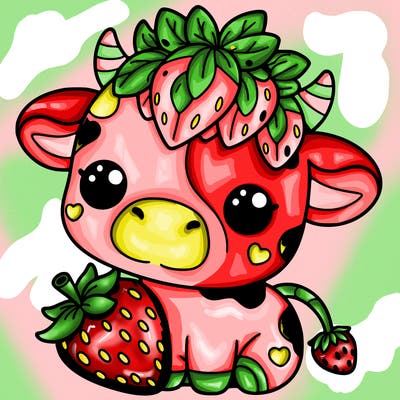cute strawberry cow