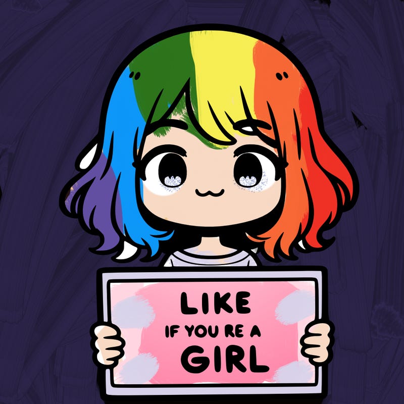 a cute girl holding a sign that says like if you’re a girl