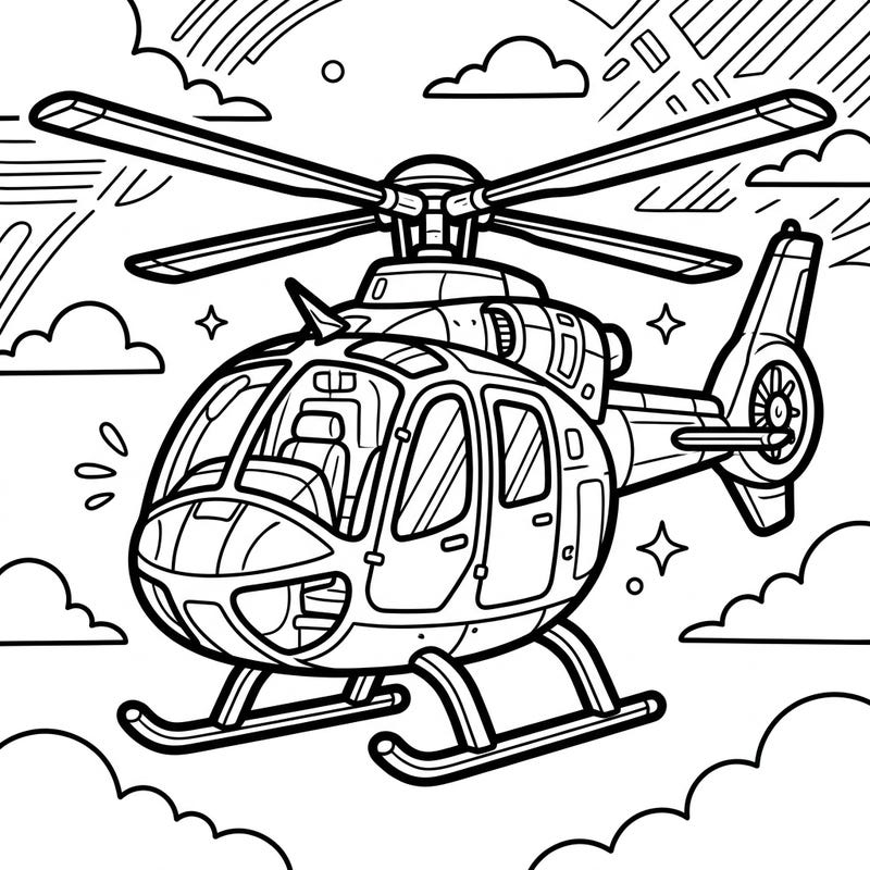 Take to the skies with our exciting Light Utility Helicopter coloring page! This detailed illustration is perfect for budding pilots and aviation fans of all ages.