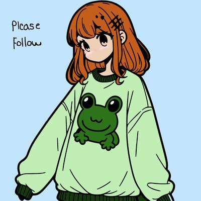 girl wearing frogging sweatshirt
