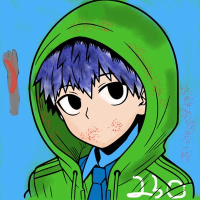 manga character with a hoodie