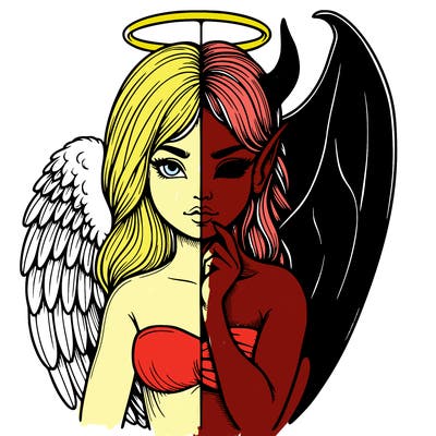 realistic angel half demon