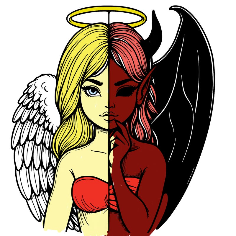 realistic angel half demon
