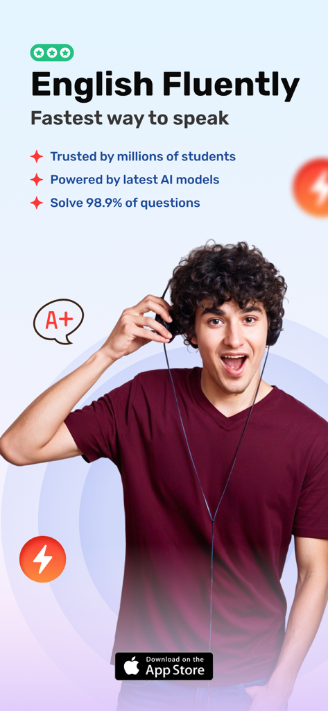 IELTS Speaking Assistant App - Young student using the IELTS Speaking Assistant app with AI features to improve English fluency