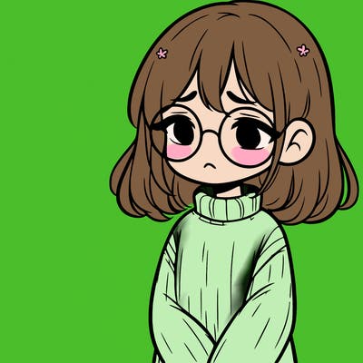 sad girl with glasses in a sweater