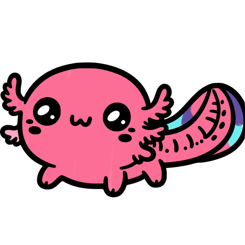 tiny kawaii axolotl