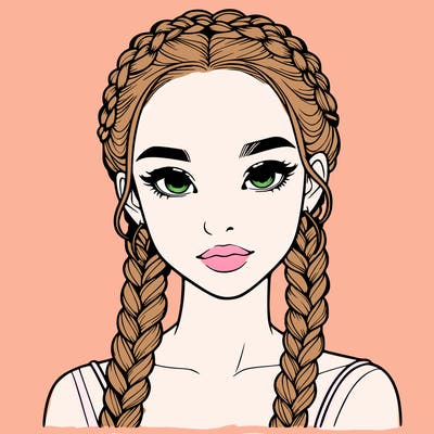 realistic girl with braids