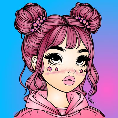 realistic girl with space buns