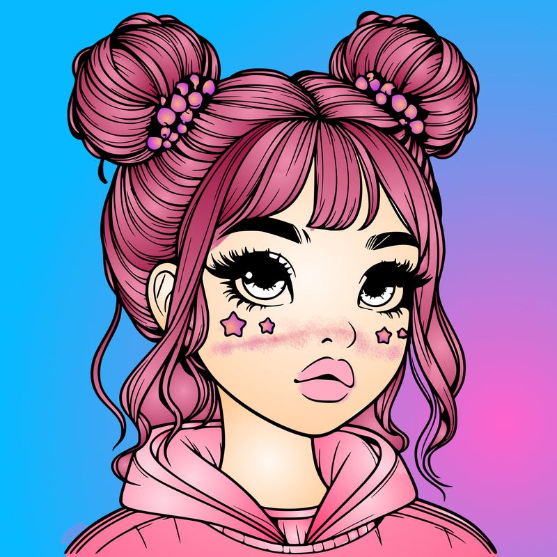 realistic girl with space buns