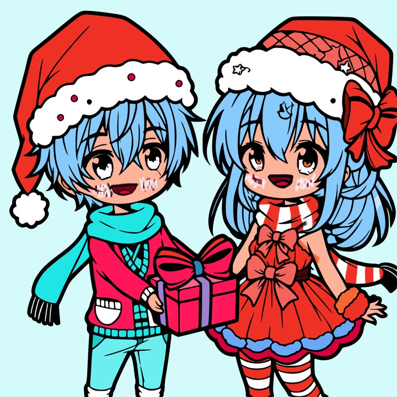 christmas anime boy and girl