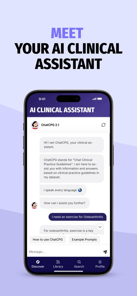 Physiotutors - Physiotutors AI clinical assistant chat interface providing evidence based practice guidance for physical therapists