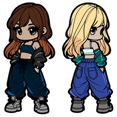 girl in crop top and baggy pants